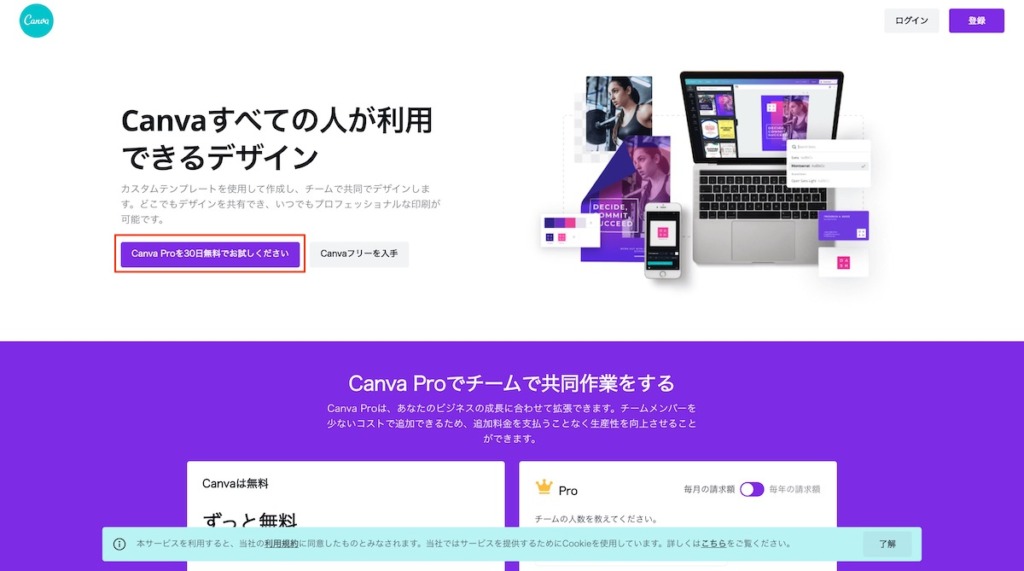 Canvaの有料プランをお試し